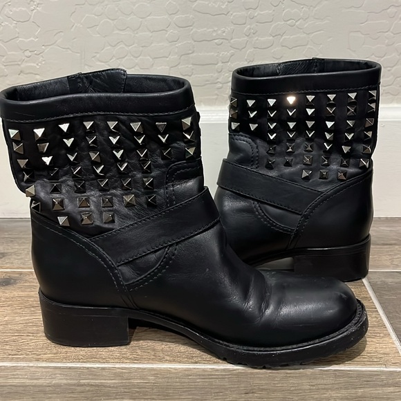 Valentino Black Combat Boots with Silver Studs - Picture 8 of 11
